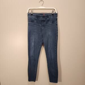SPANX Jeggings - Women's Dark-Wash Ankle-Length Shaping Faux Denim Blue - Size M